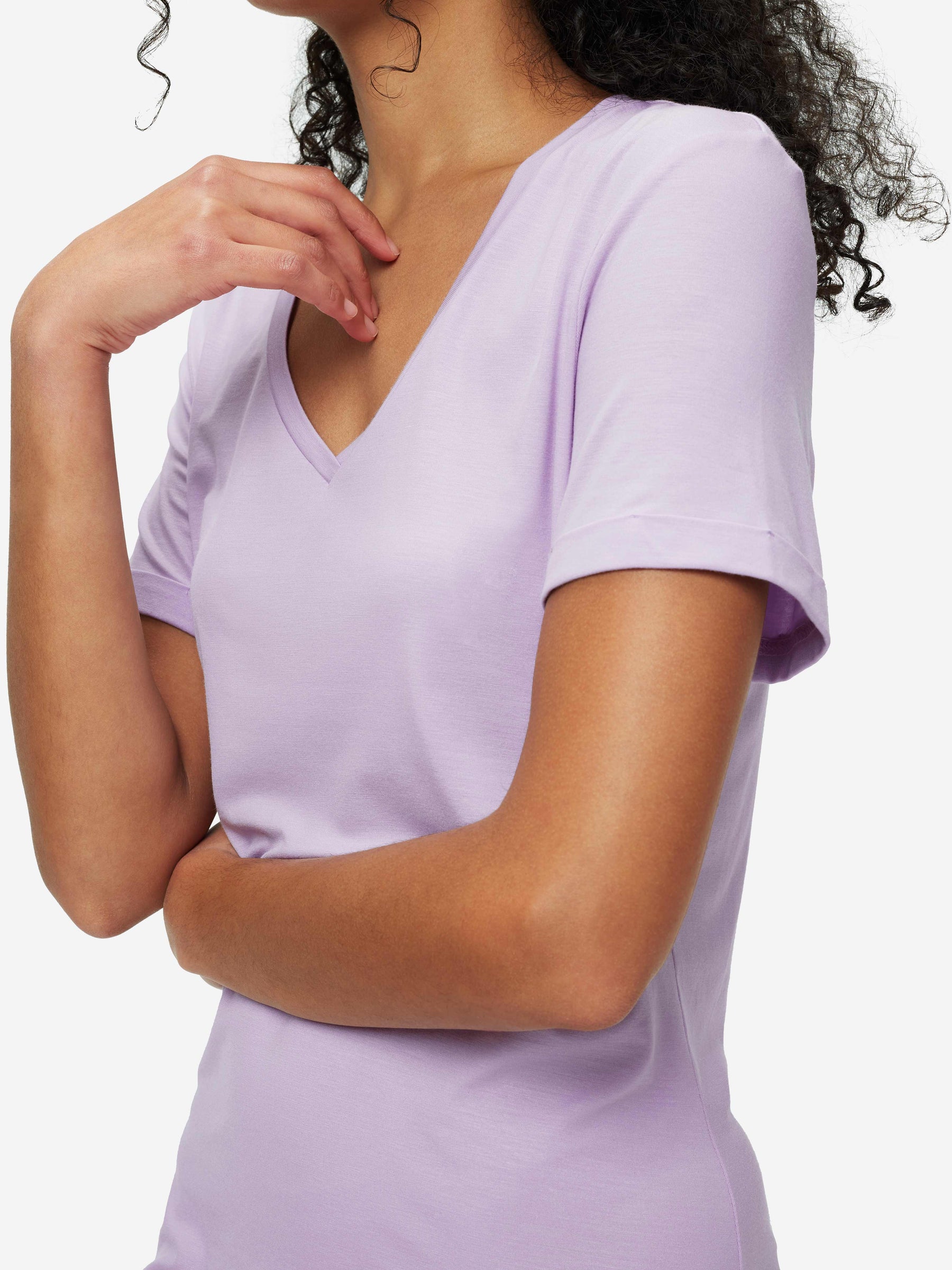 Women's V-Neck Sleep T-Shirt Lara Micro Modal Stretch Lilac