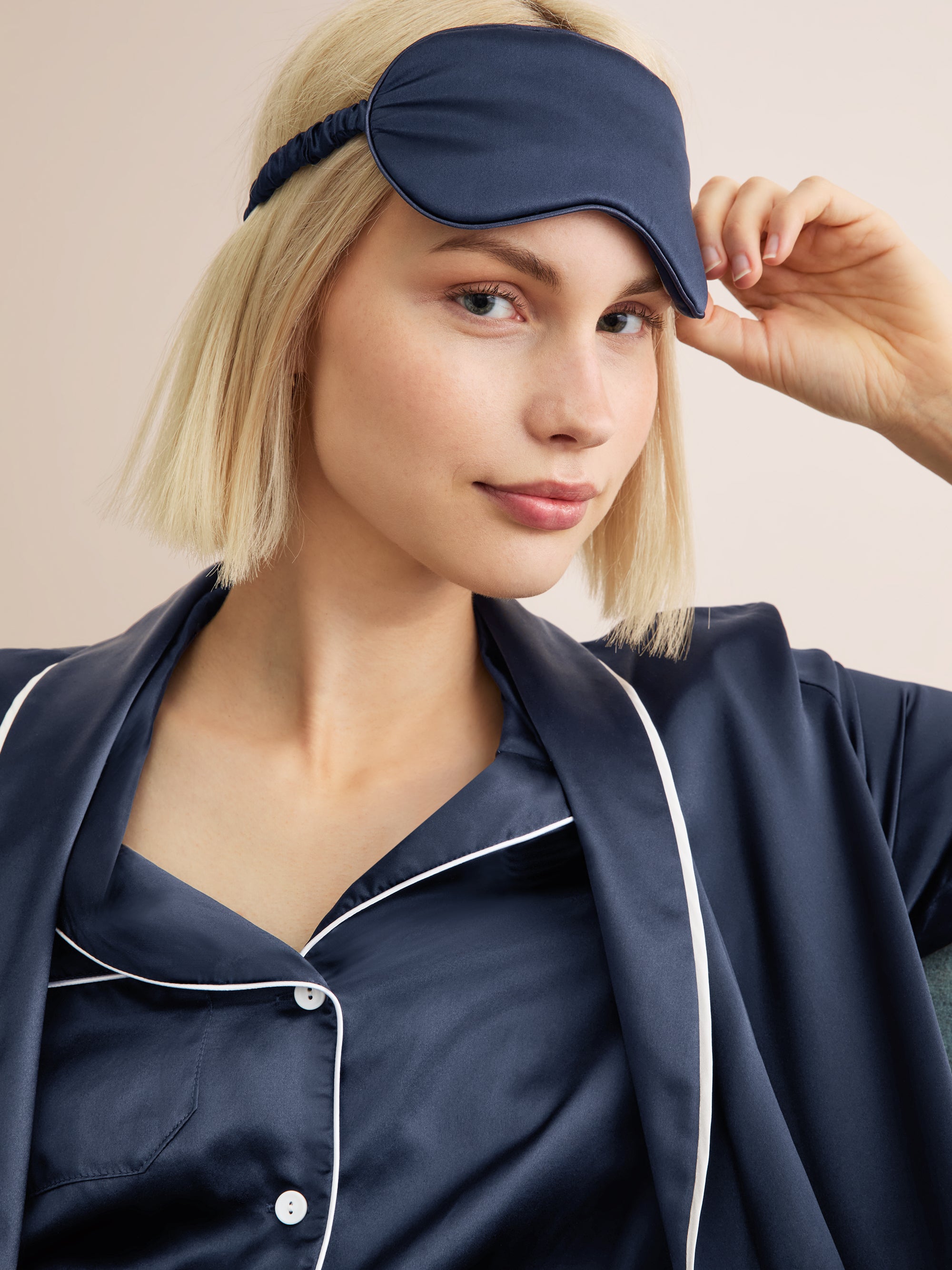 Eye Mask Bailey Silk Satin Navy