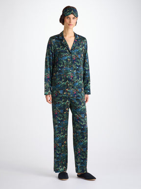 Eye Mask Silk Satin Multi Midnight Jungle Print