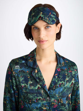 Eye Mask Silk Satin Multi Midnight Jungle Print