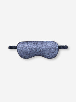 Silk Eye Mask Navy Blue Rose Print