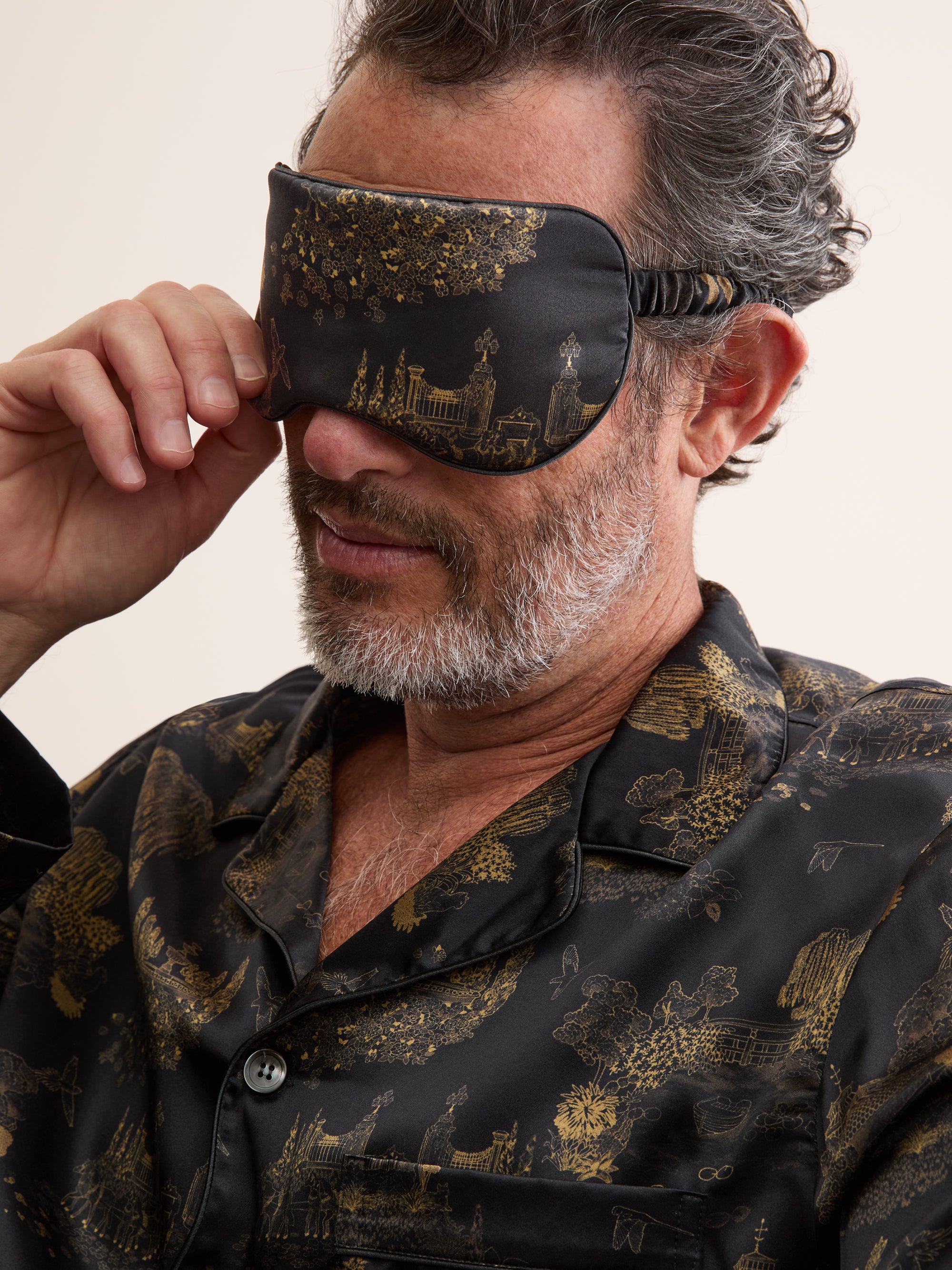 Silk Eye Mask London Toile Black