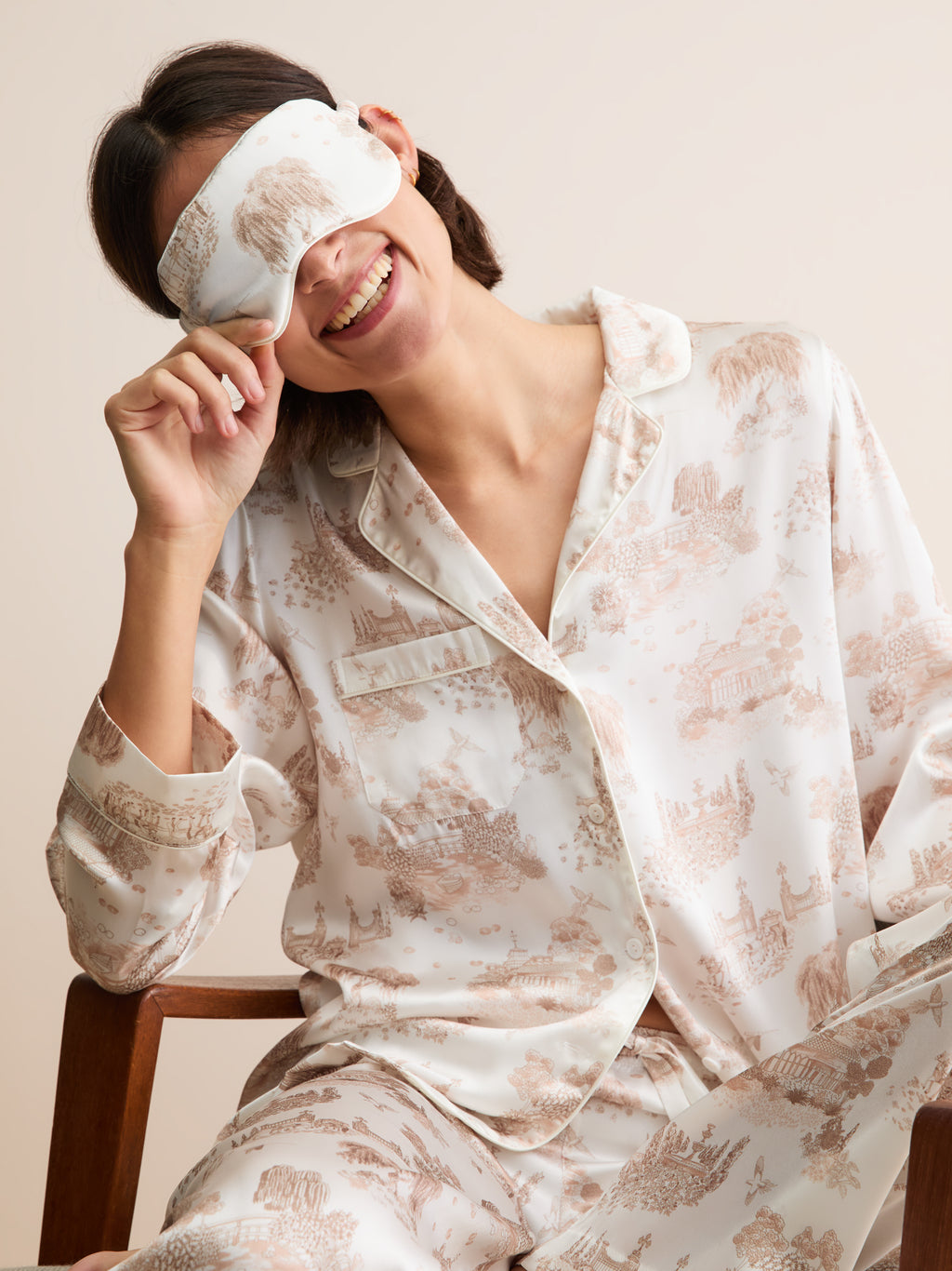 Brindisi Silk Eye Mask London Toile