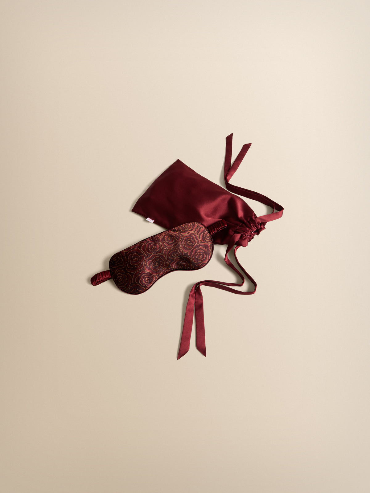 Verona Silk Jacquard Eye Mask Red Rose