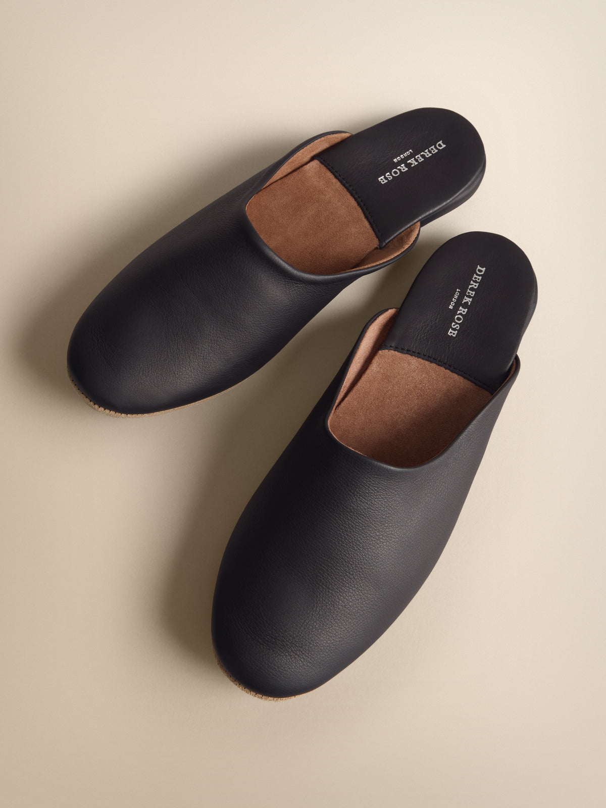 Morgan Calfskin Leather Mule Slippers Black
