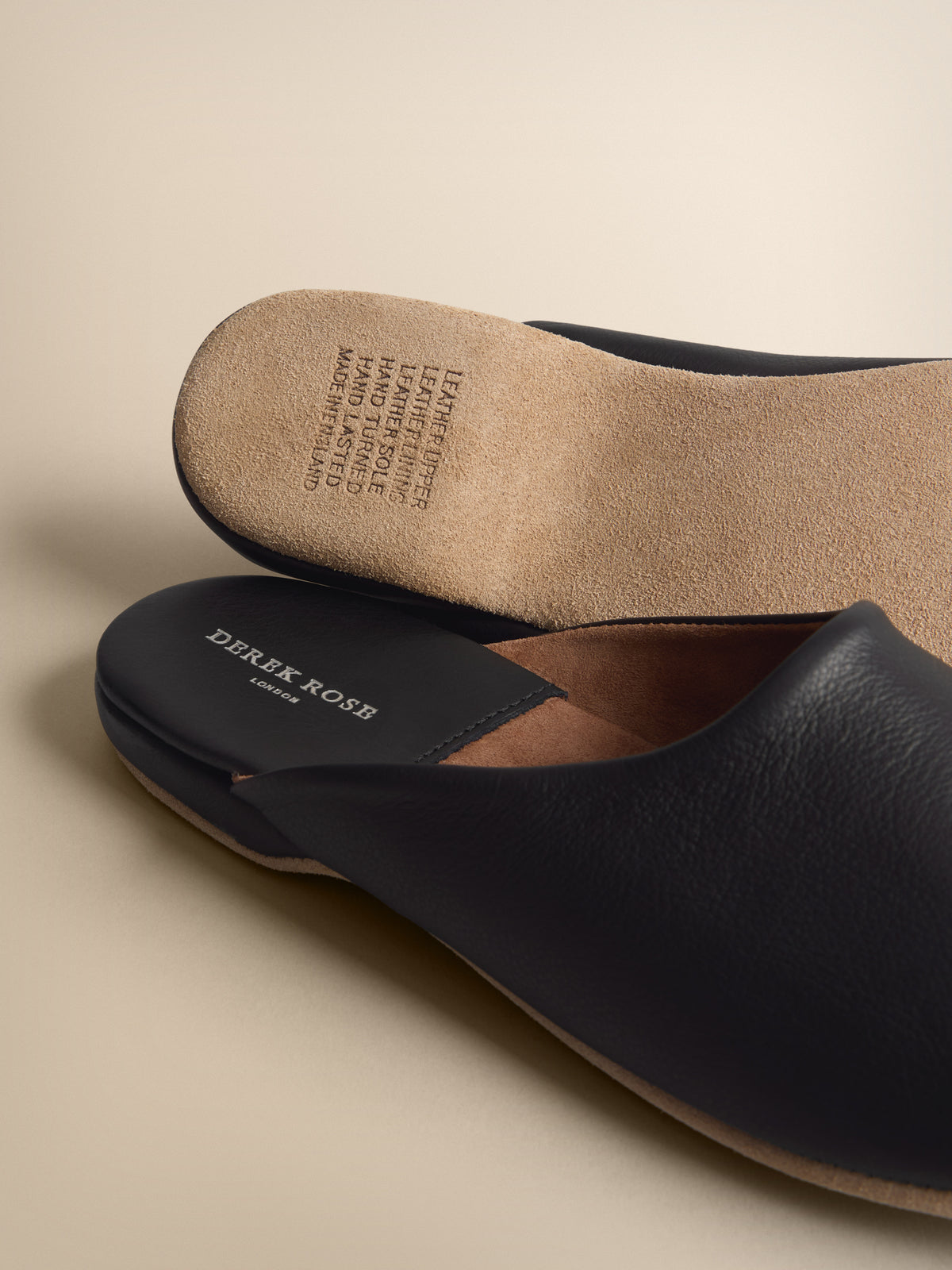 Morgan Calfskin Leather Mule Slippers Black