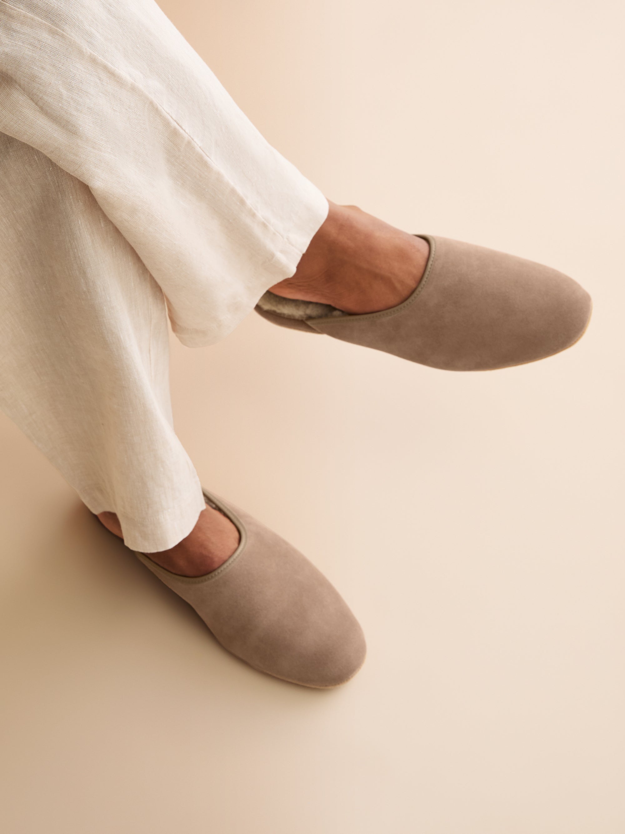 Men's Mule Slippers Douglas Suede Sheepskin Beige