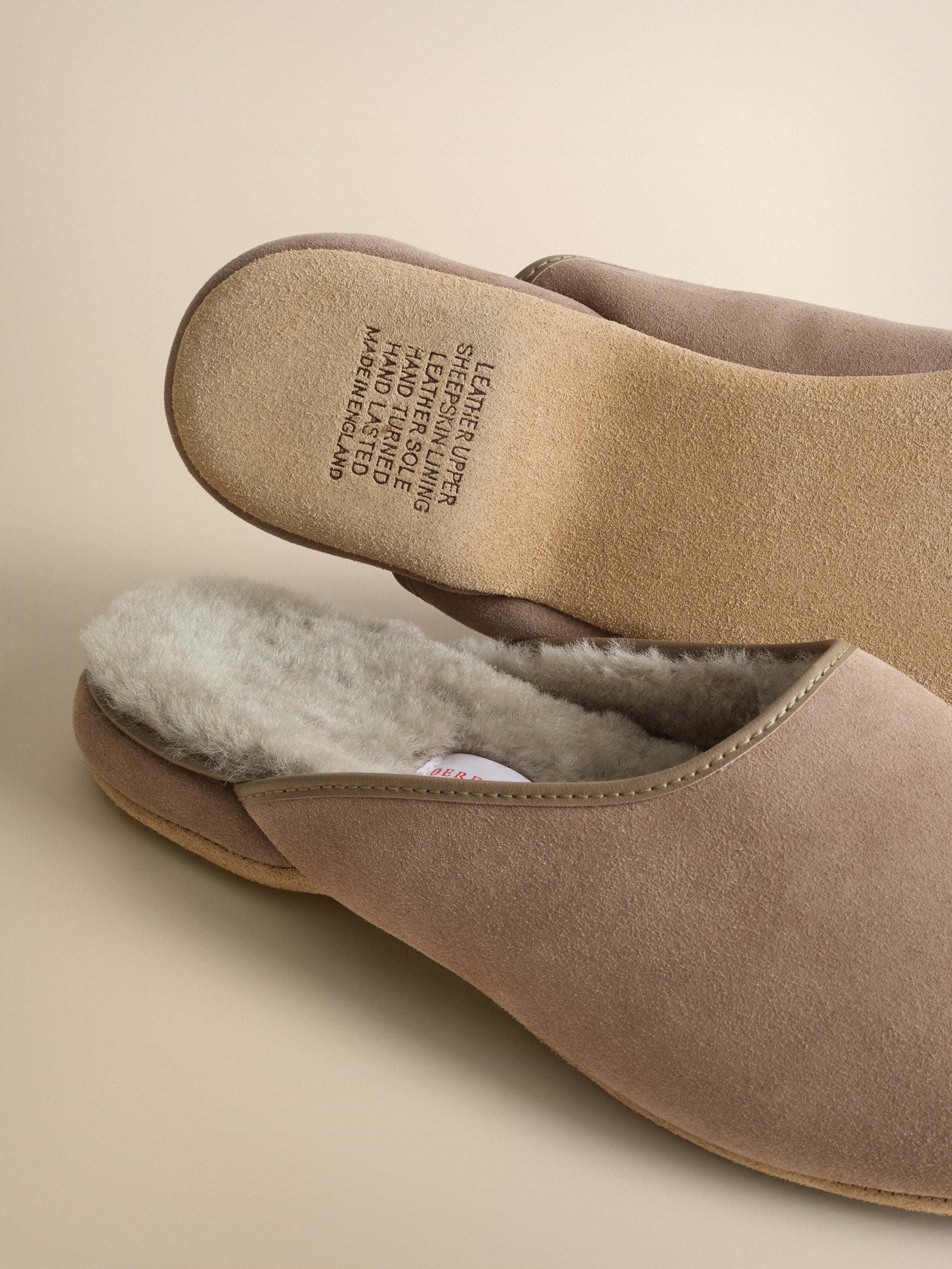 Men's Mule Slippers Douglas Suede Sheepskin Beige