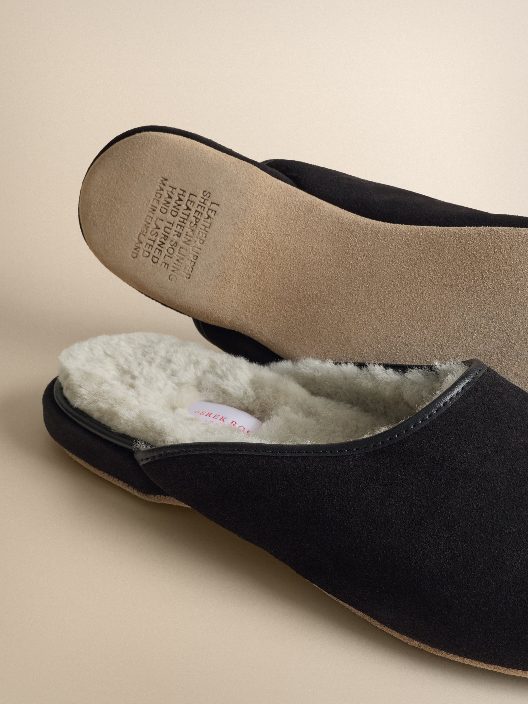 Men's Mule Slippers Douglas Suede Sheepskin Black