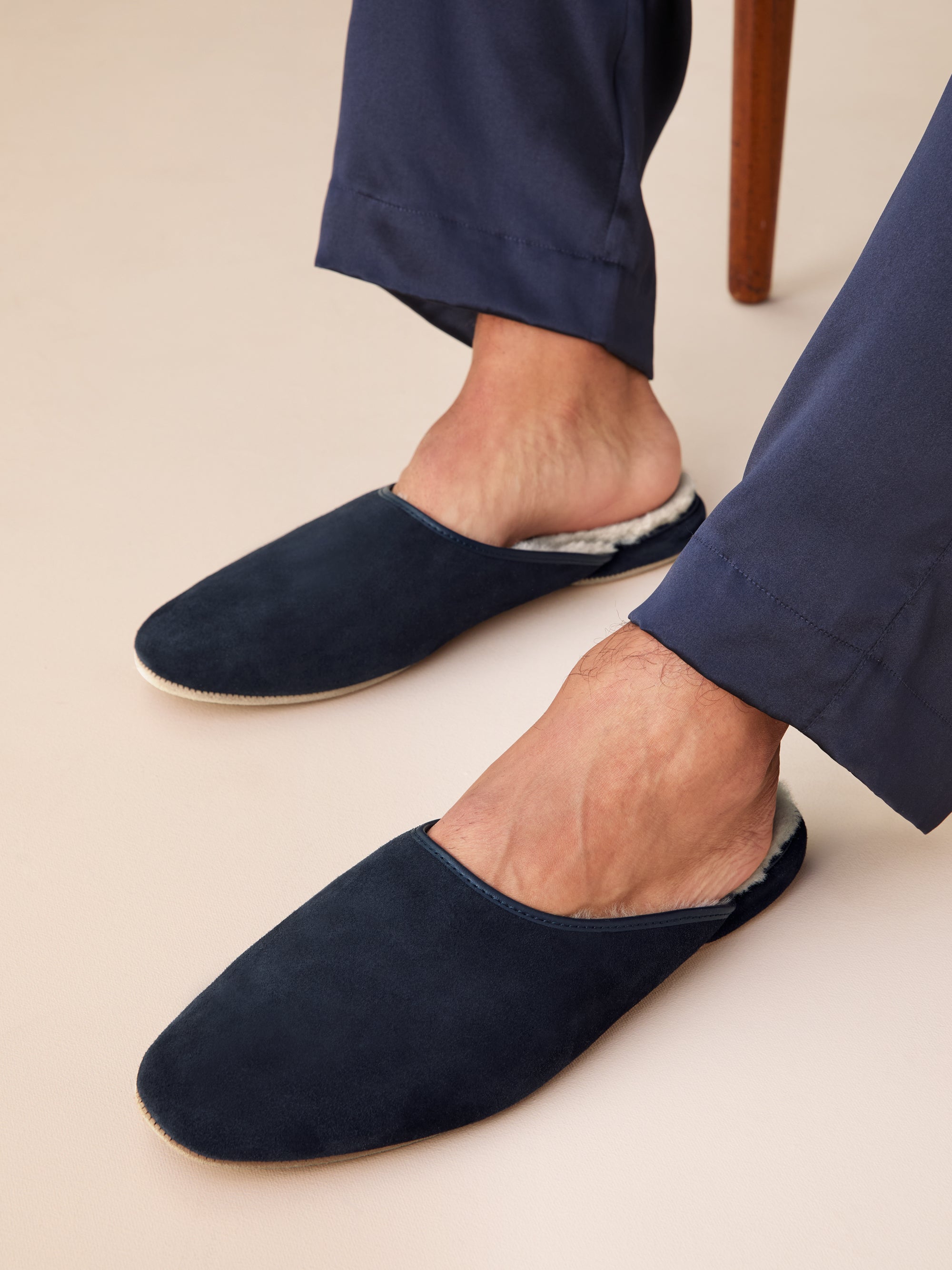 Men's Mule Slippers Douglas Suede Sheepskin Navy