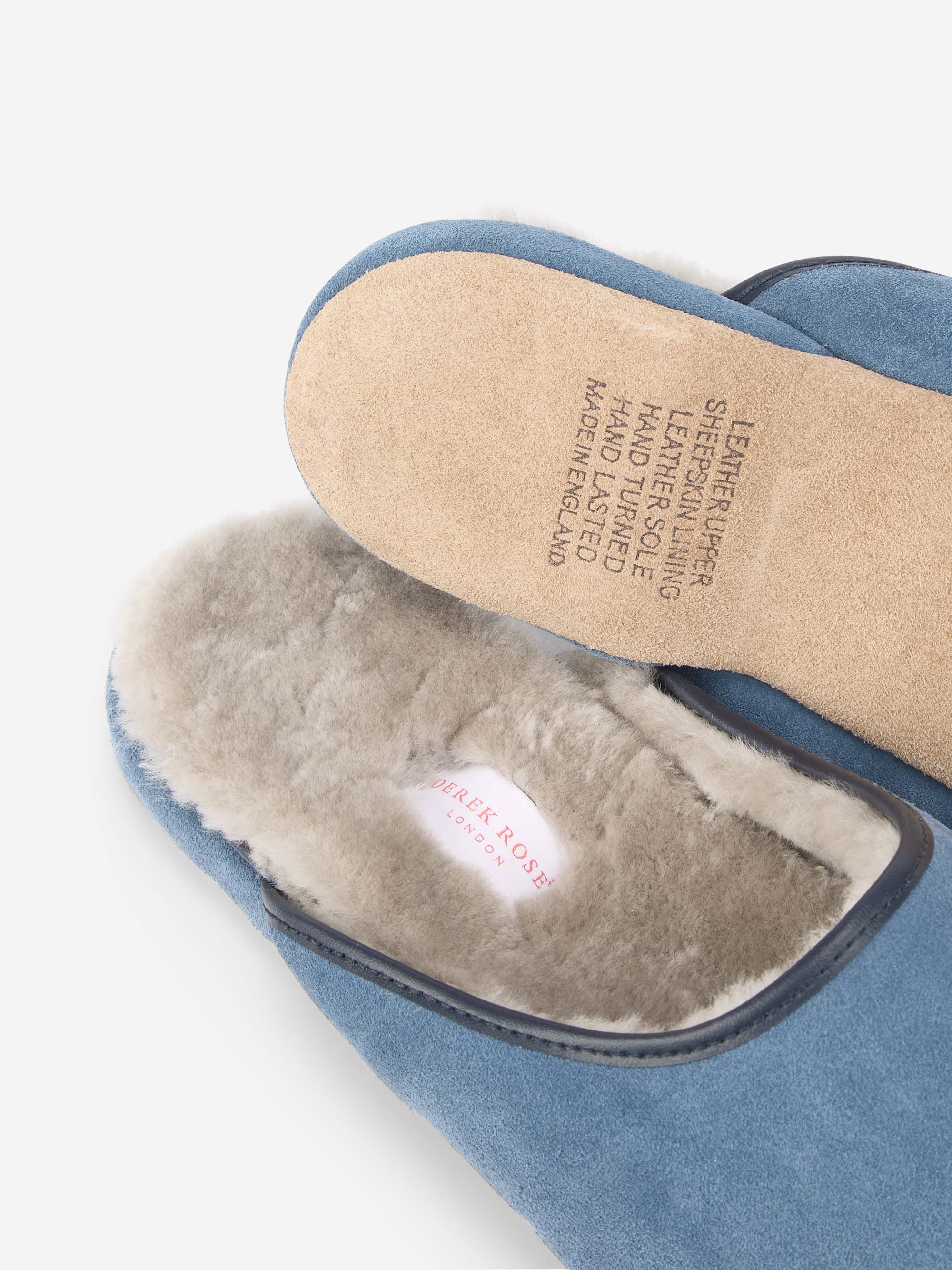 Men's Mule Slippers Douglas Suede Sheepskin Blue