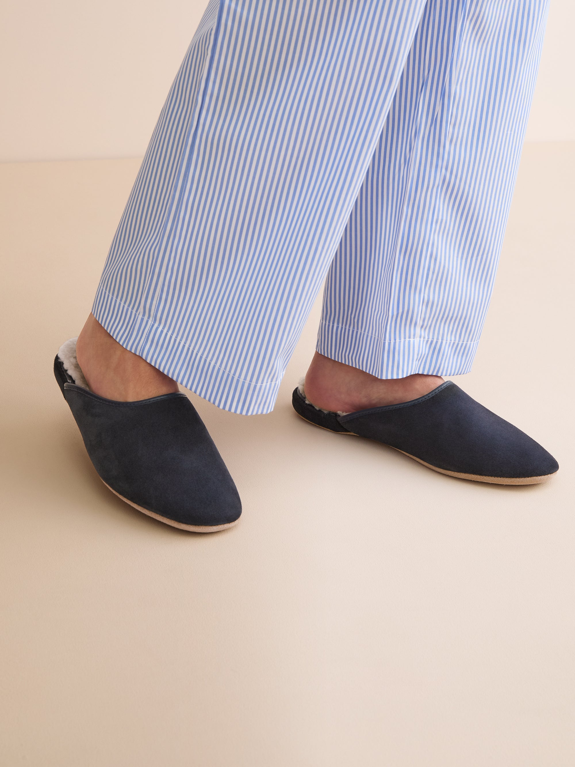 Women's Mule Slippers Imogen Suede Sheepskin Navy
