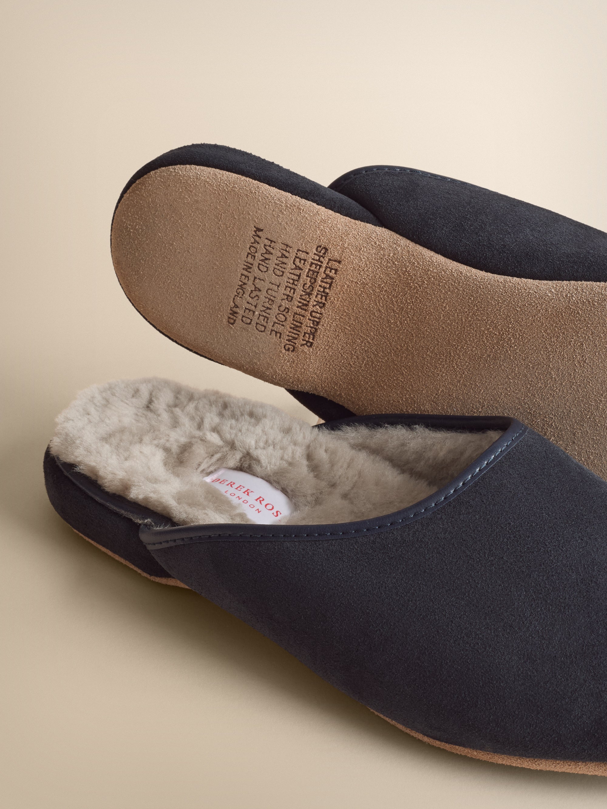 Women's Mule Slippers Imogen Sheepskin Navy | Derek Rose