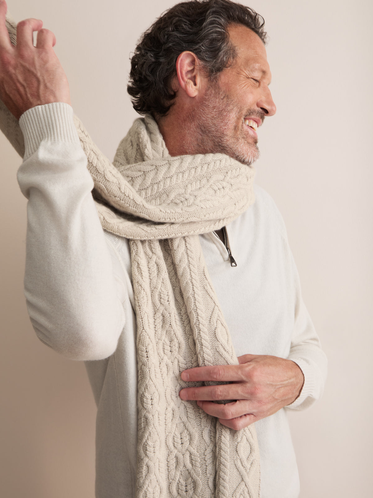 Eleanor Cashmere Cable Scarf Mist Gray