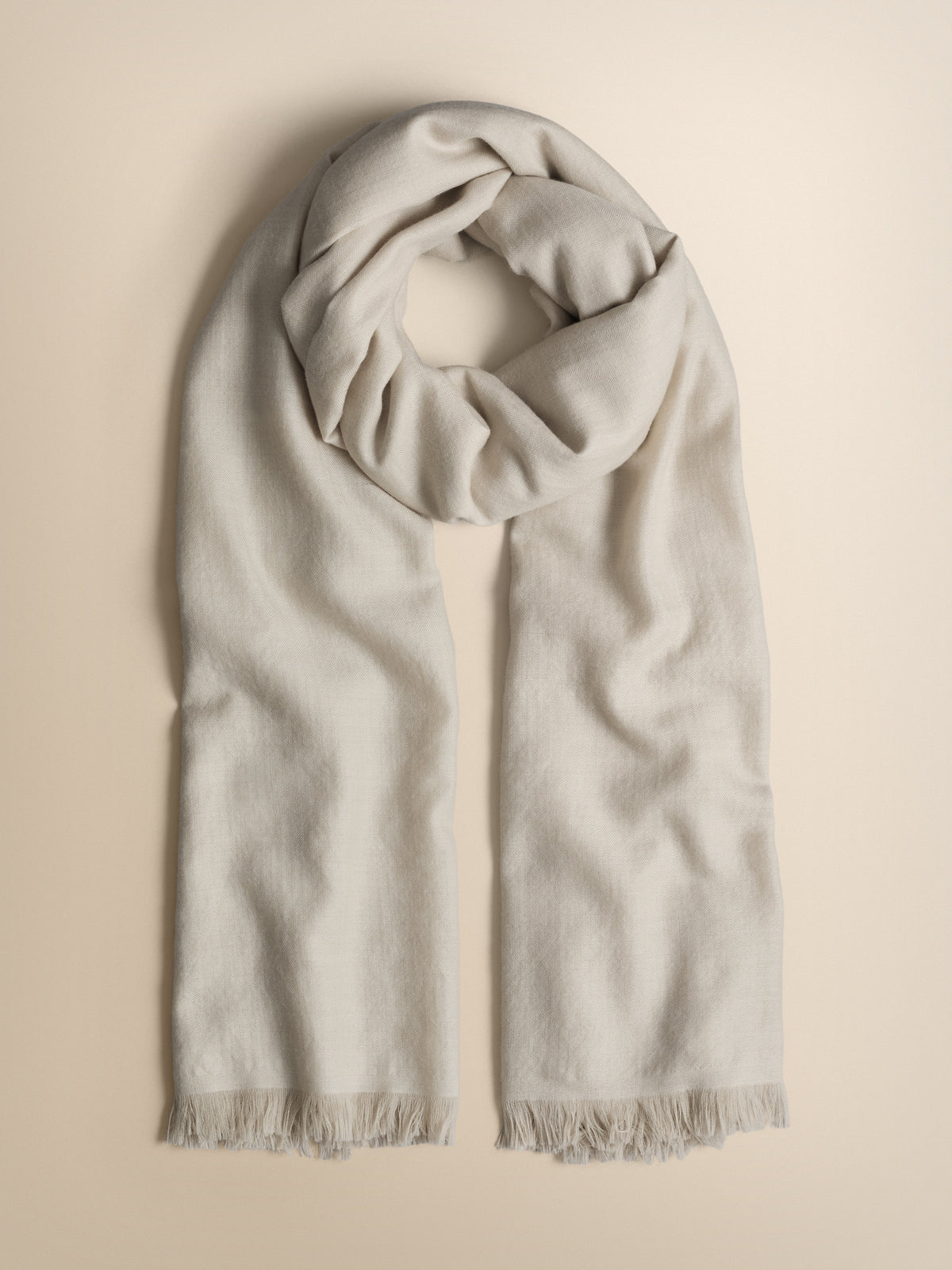 Suri Cashmere Pashmina Shawl Ivory Herringbone
