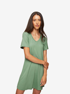 Women's V-Neck Sleep T-Shirt Lara Micro Modal Stretch Sage Green