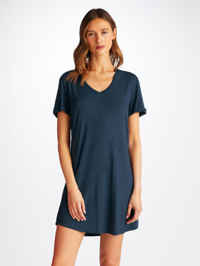 Women's V-Neck Sleep T-Shirt Lara Micro Modal Stretch Navy