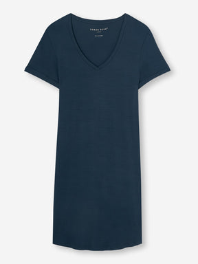 Women's V-Neck Sleep T-Shirt Lara Micro Modal Stretch Navy