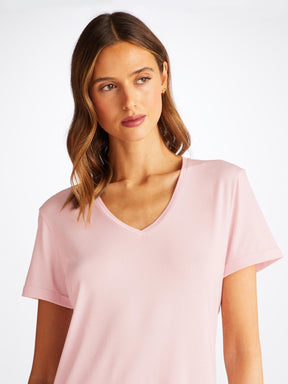 Women's V-Neck Sleep T-Shirt Lara Micro Modal Stretch Ballet Pink