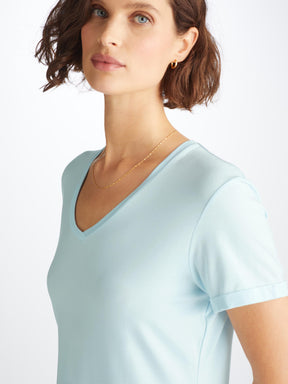 Women's V-Neck Sleep T-Shirt Lara Micro Modal Stretch Ice Blue