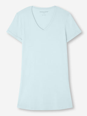 Women's V-Neck Sleep T-Shirt Lara Micro Modal Stretch Ice Blue