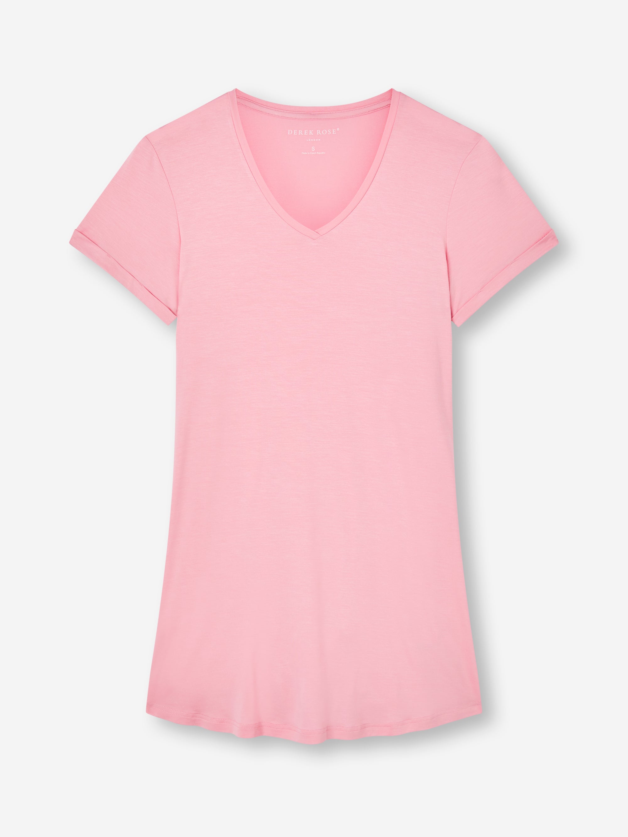 Women's V-Neck Sleep T-Shirt Lara Micro Modal Stretch Pink