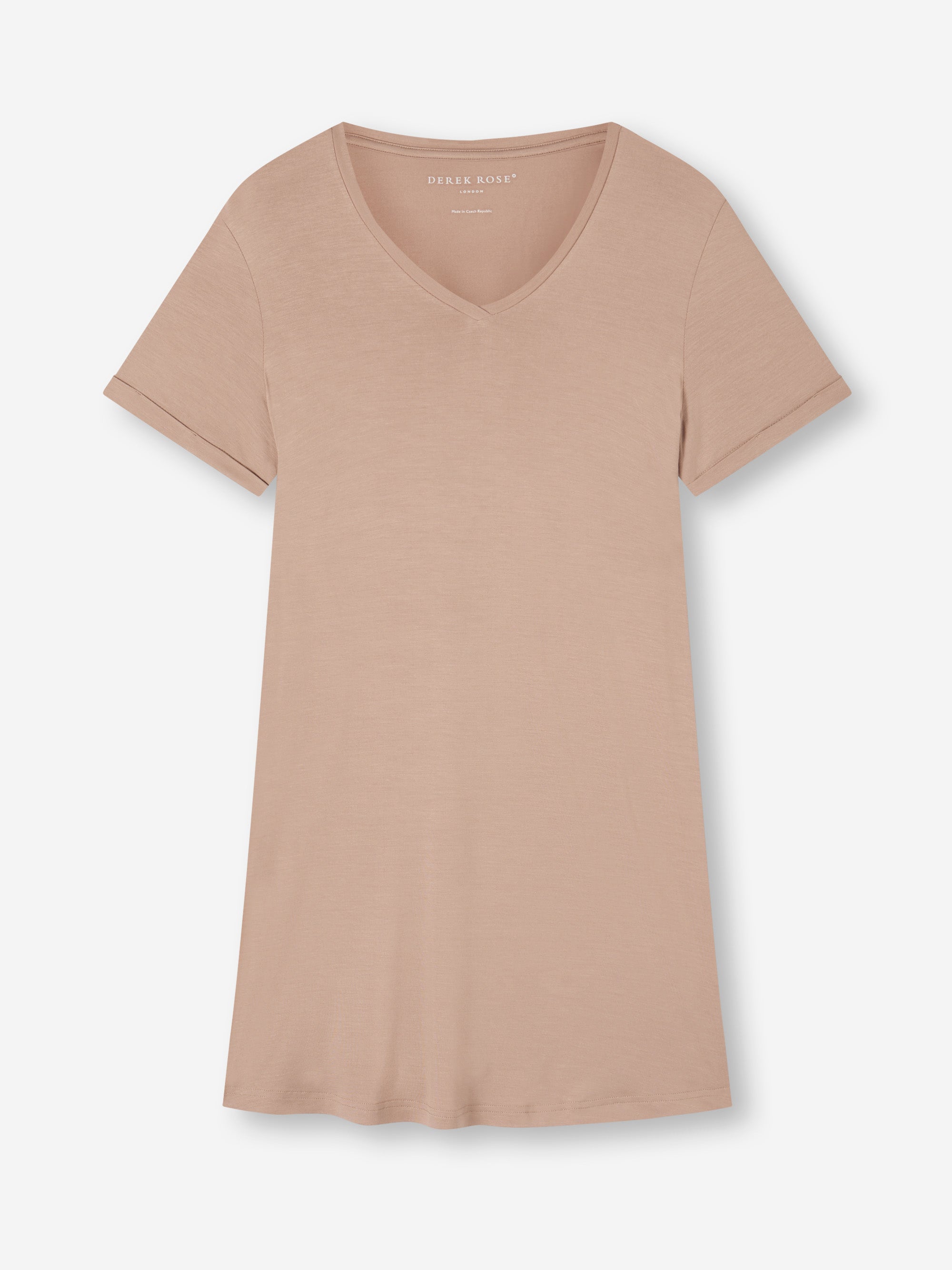 Women's V-Neck Sleep T-Shirt Lara Micro Modal Stretch Almond Blush