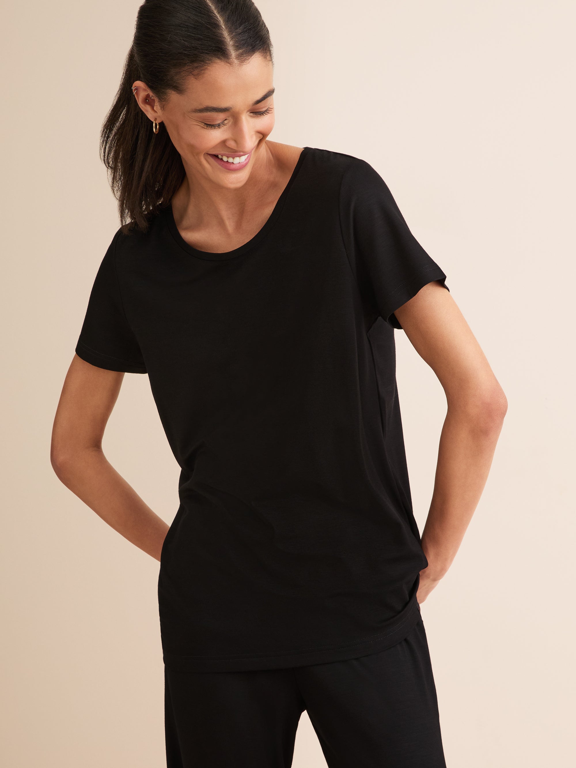 Women's T-Shirt Lara Micro Modal Stretch Black