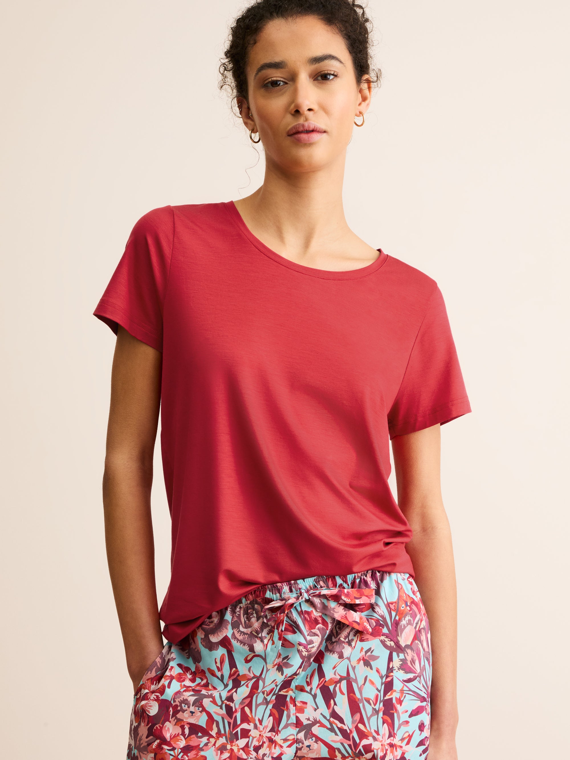 Women's T-Shirt Lara Micro Modal Stretch Cherry Red