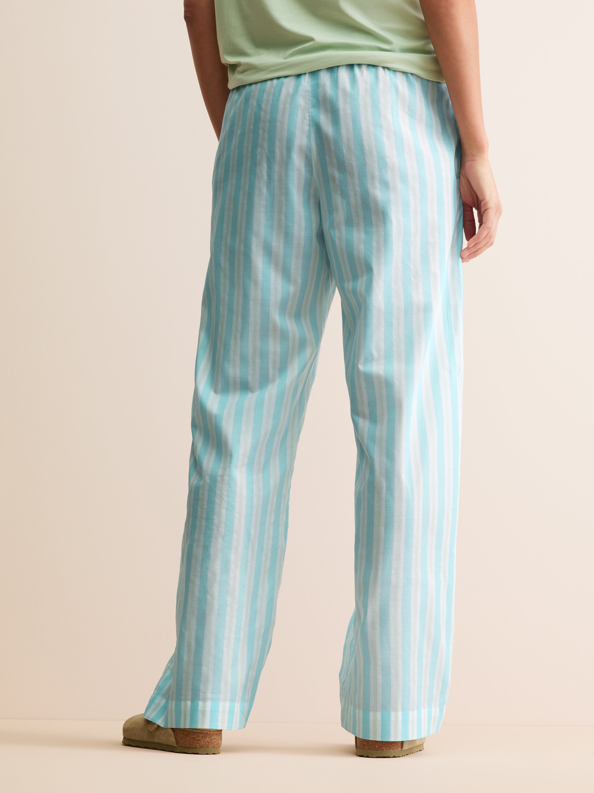 Women's Lounge Trousers Amalfi Cotton Batiste Aqua Blue Stripe