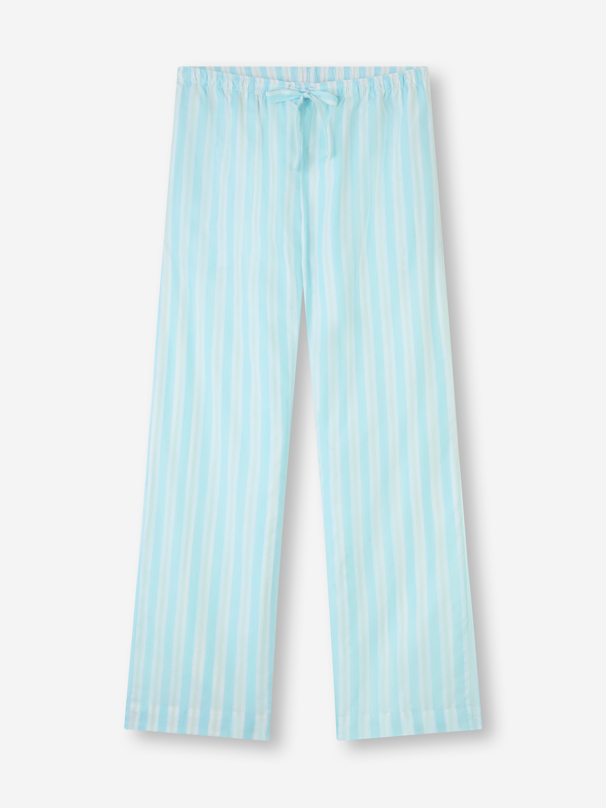 Women's Lounge Trousers Amalfi Cotton Batiste Aqua Blue Stripe