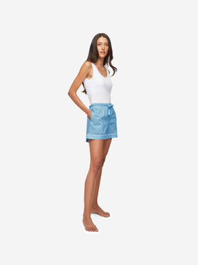 Women's Lounge Shorts Ledbury 56 Cotton Batiste Blue