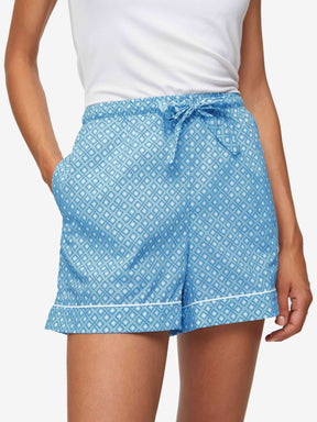 Women's Lounge Shorts Ledbury 56 Cotton Batiste Blue