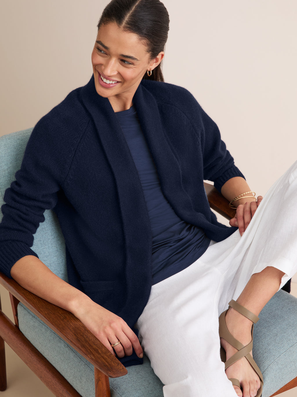 Nina Cashmere Cardigan Navy Blue