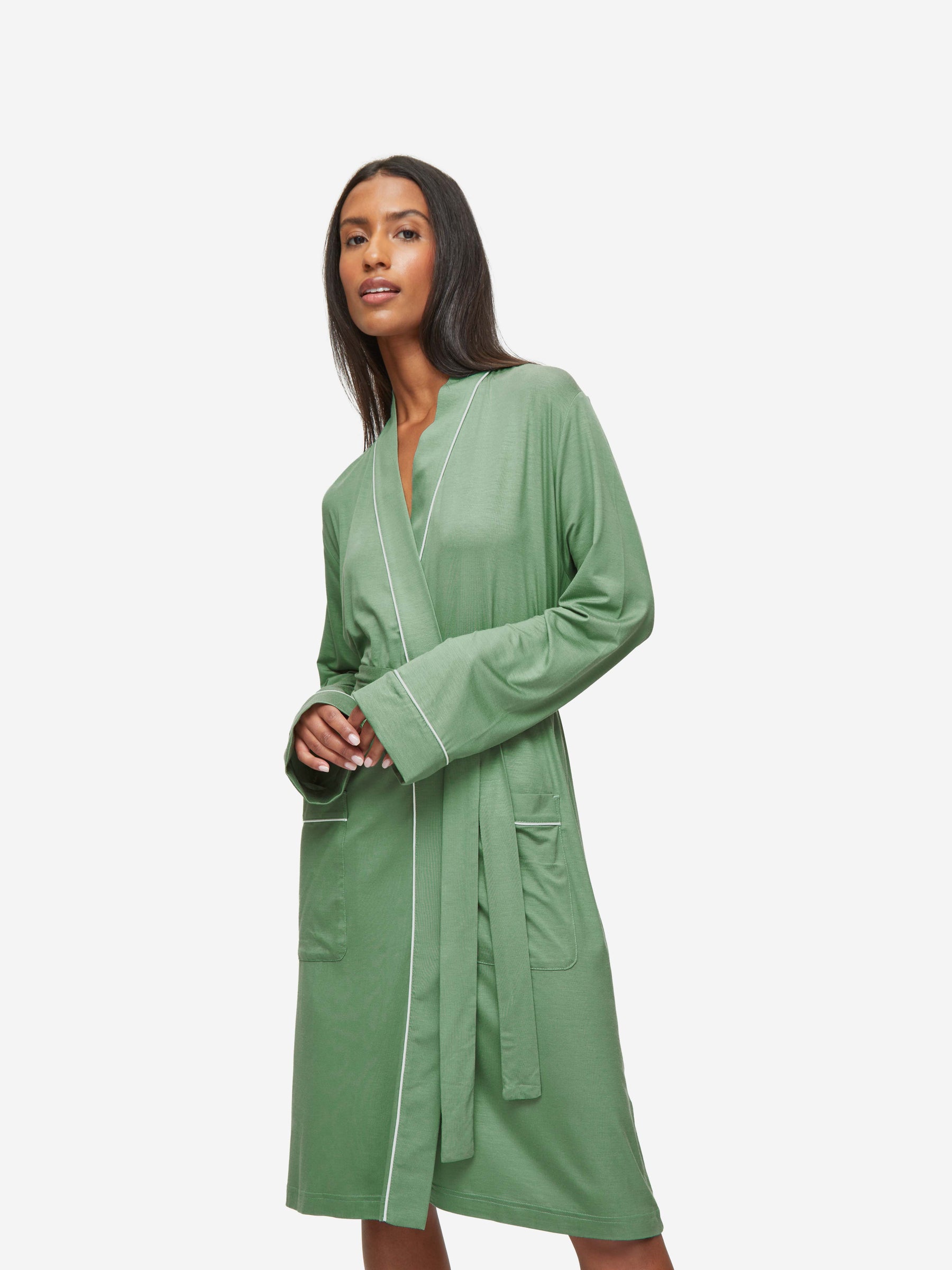 Women's Dressing Gown Lara Micro Modal Stretch Sage Green