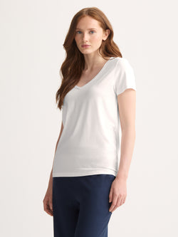 Women's V-Neck T-Shirt Lara Micro Modal Stretch White