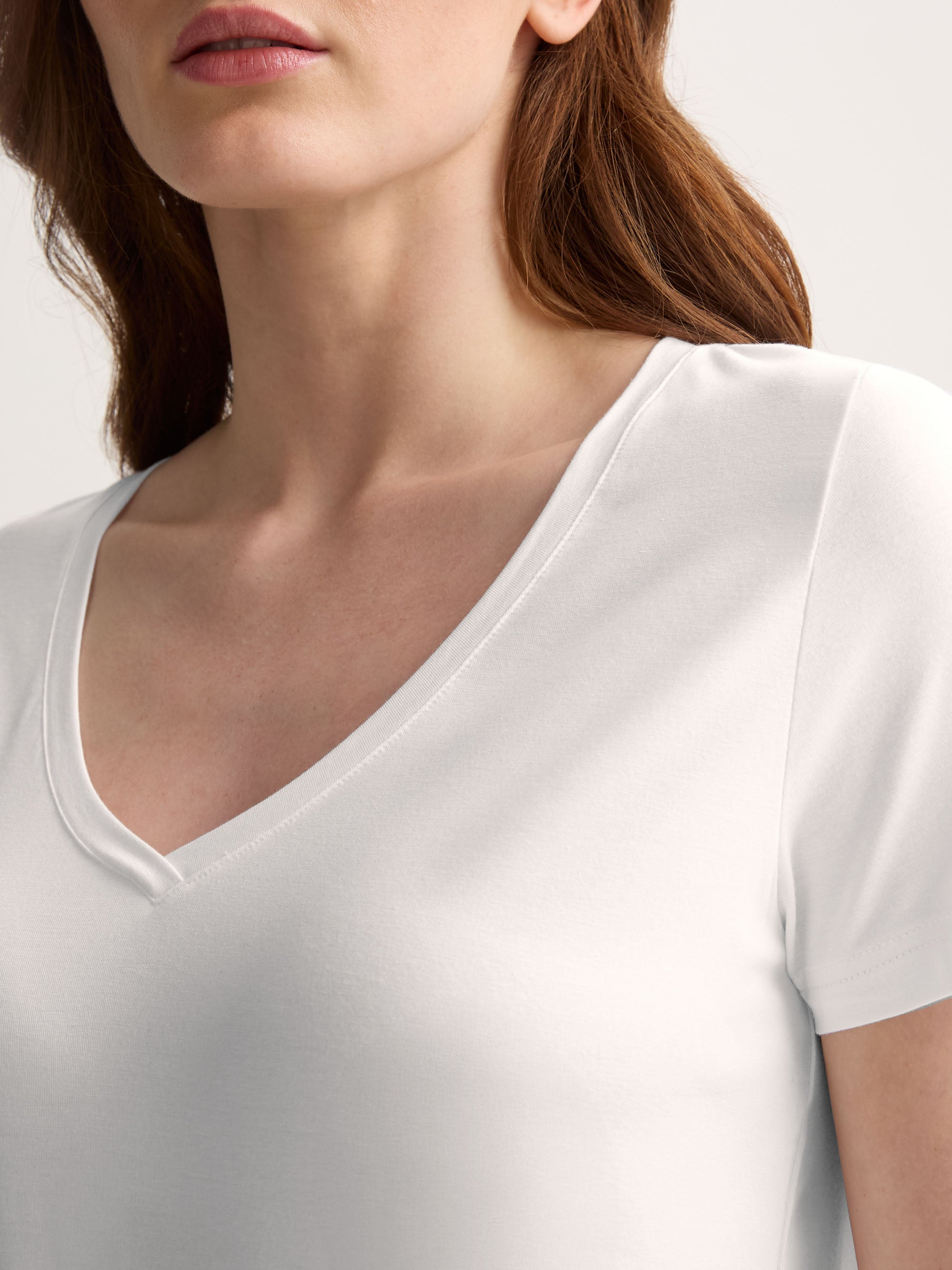 Women's V-Neck T-Shirt Lara Micro Modal Stretch White