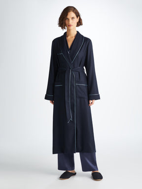 Women's Robe Duke Cashmere Navy