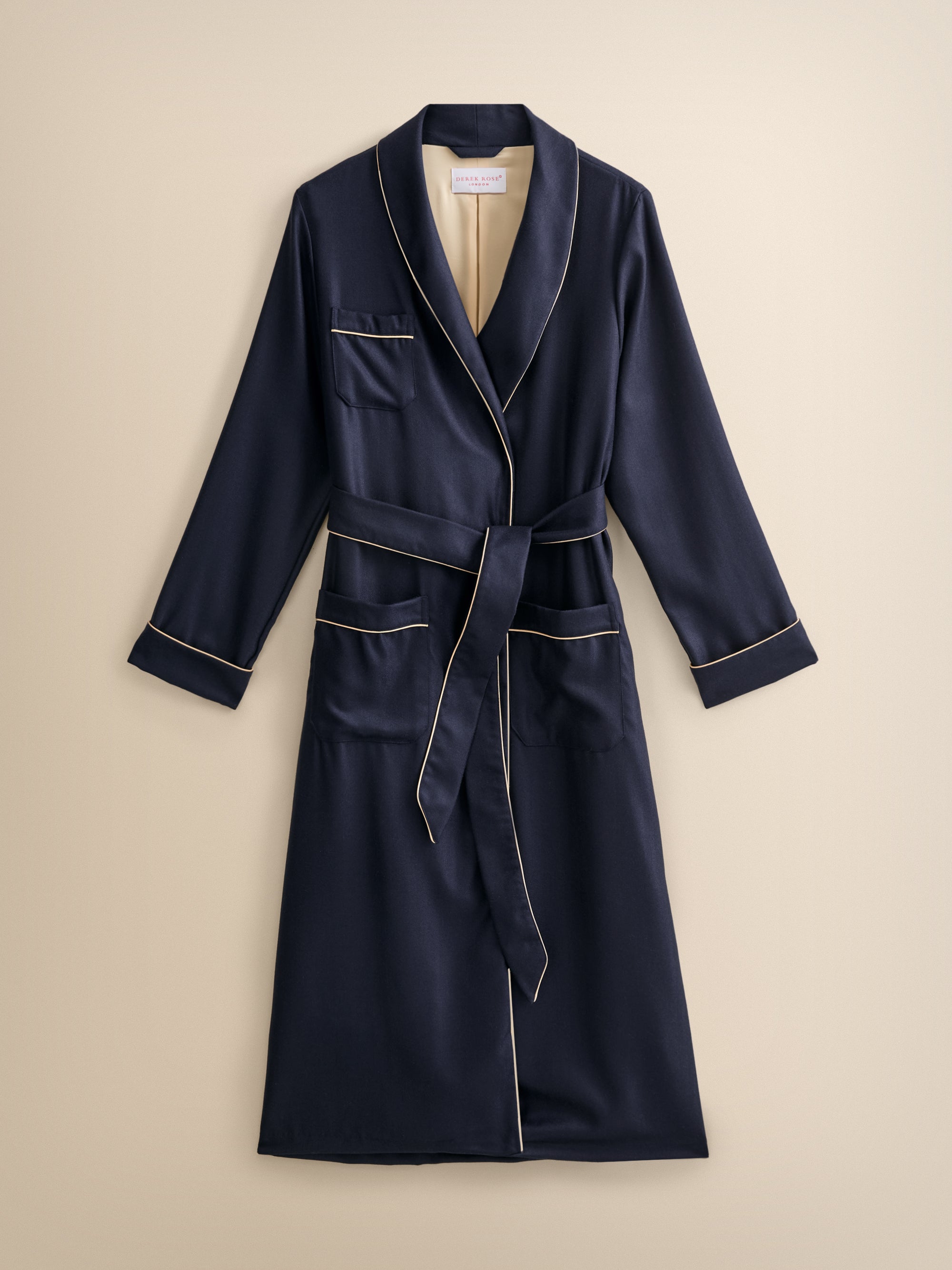 Duke Cashmere Dressing Gown Navy Blue