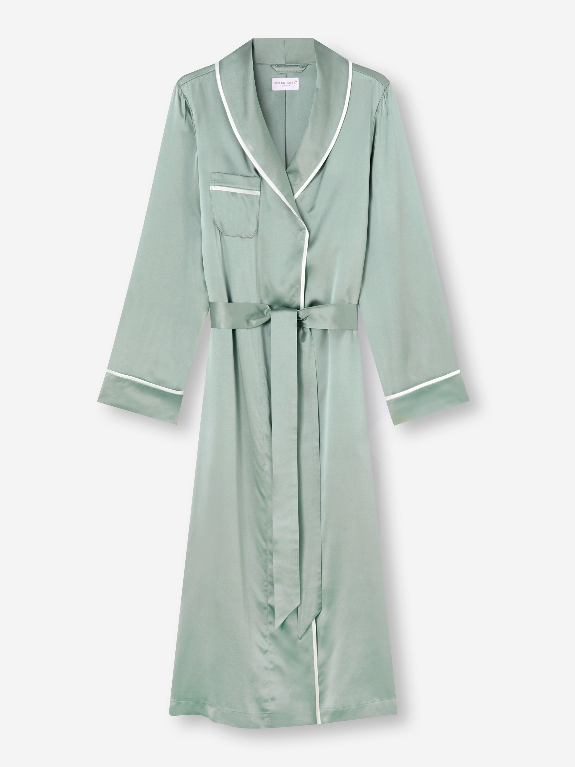 Women's Long Dressing Gown Bailey Silk Satin Green