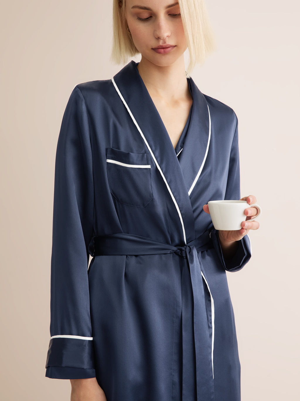 ladies long satin dressing gown Womens Satin Robe Lace Trim Long Sleeve Dressing Gown Bathrobe Bridesmaid Wedding Bride Robe