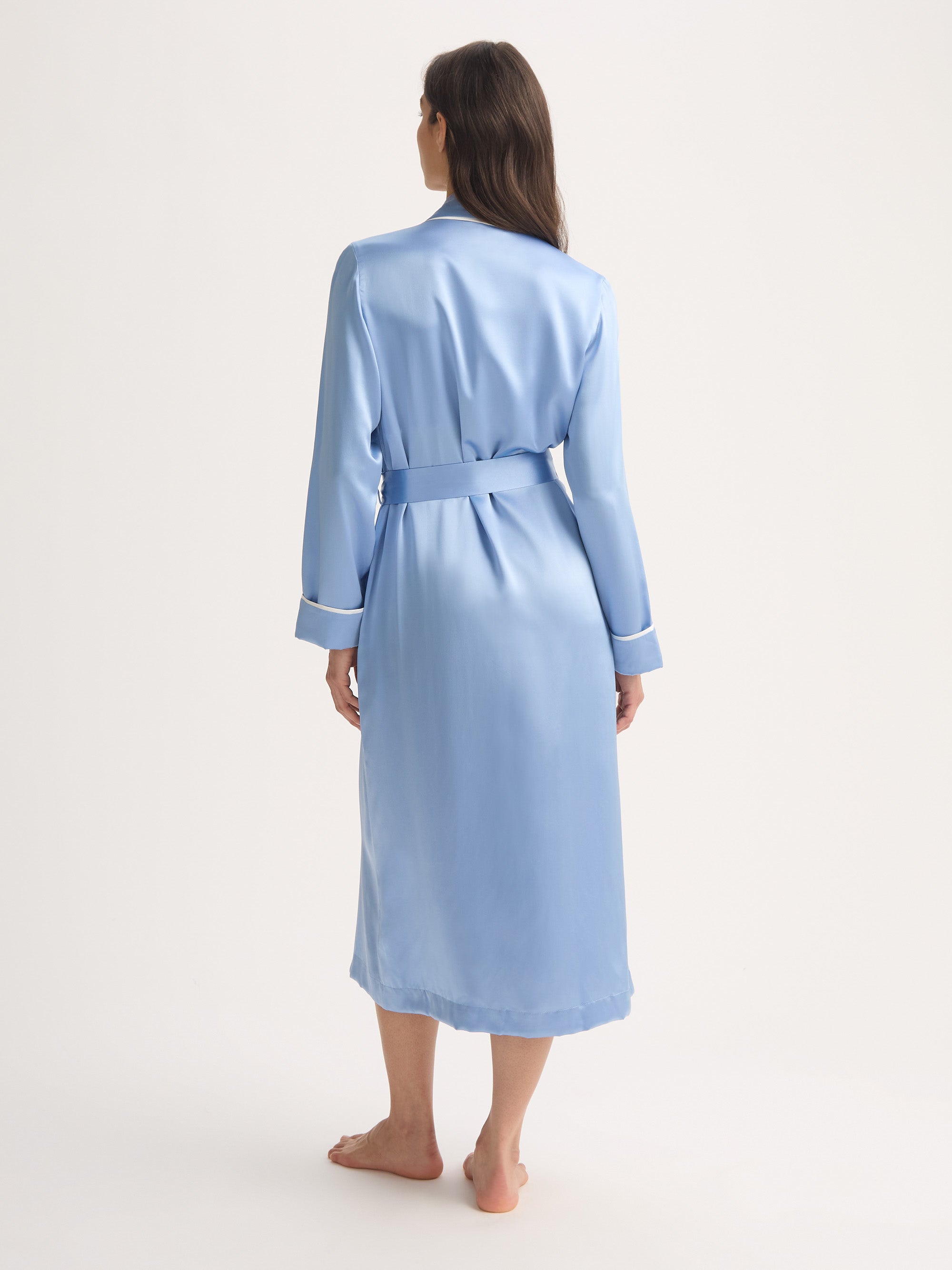 Women's Long Dressing Gown Bailey Silk Cloud Blue