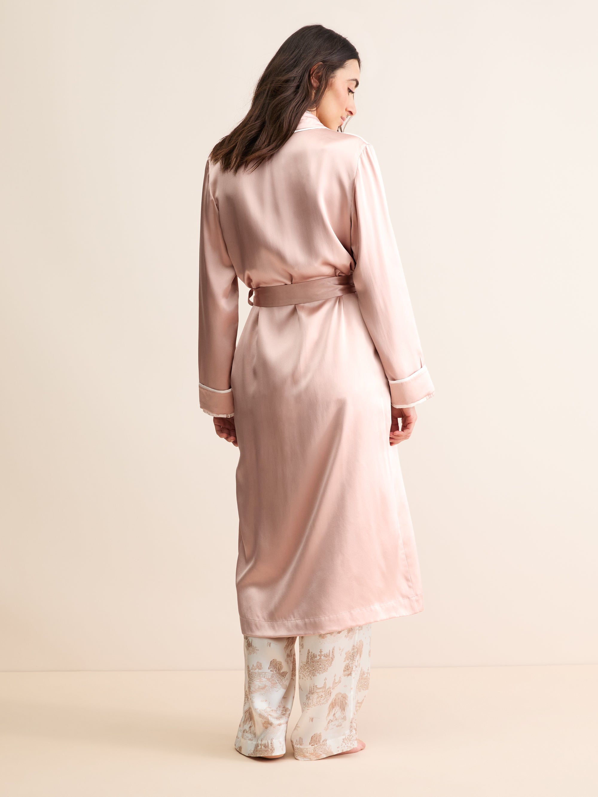 Women's Silk Dressing Gown Bailey Champagne Pink