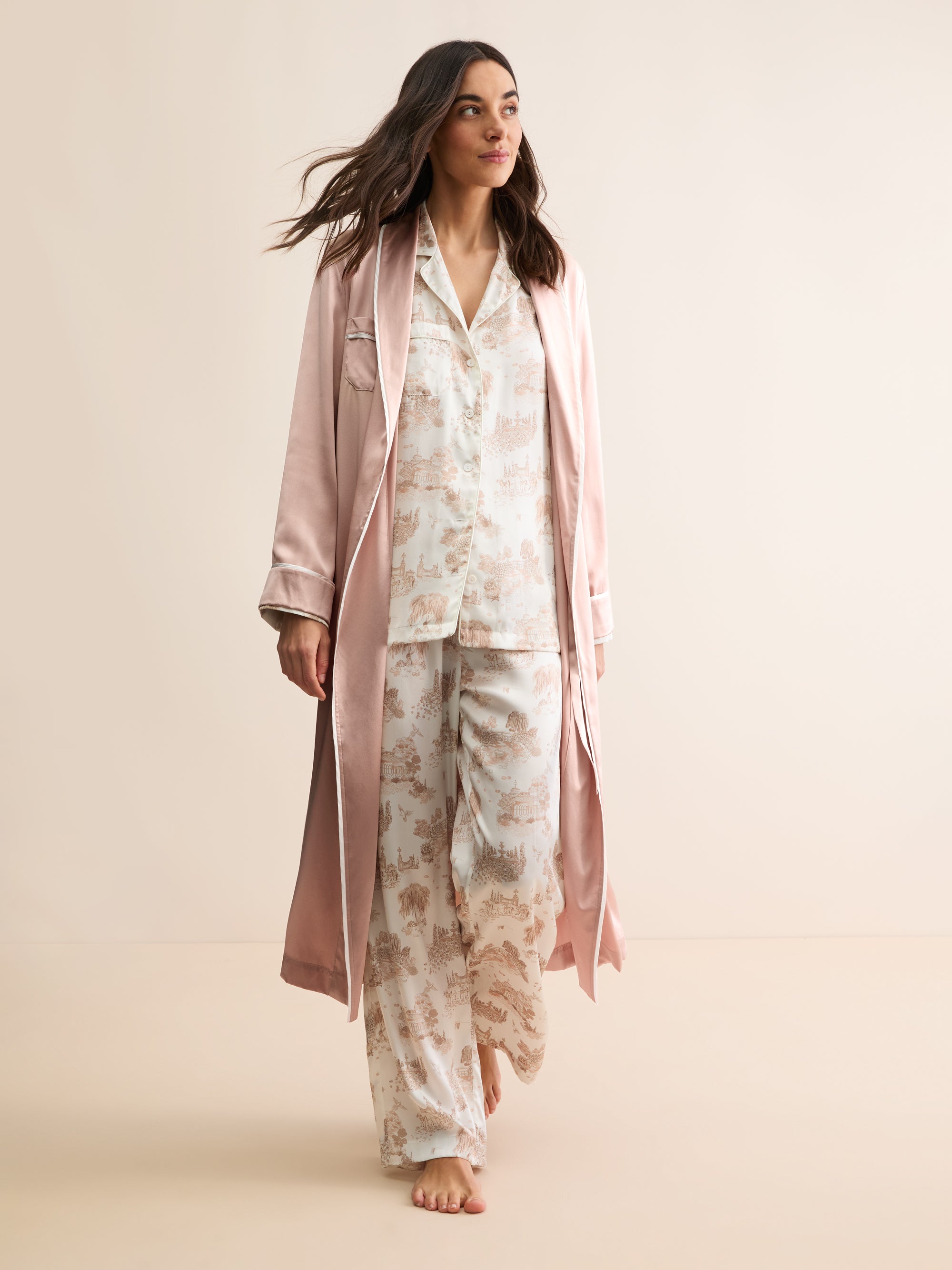 Women's Silk Dressing Gown Bailey Champagne Pink