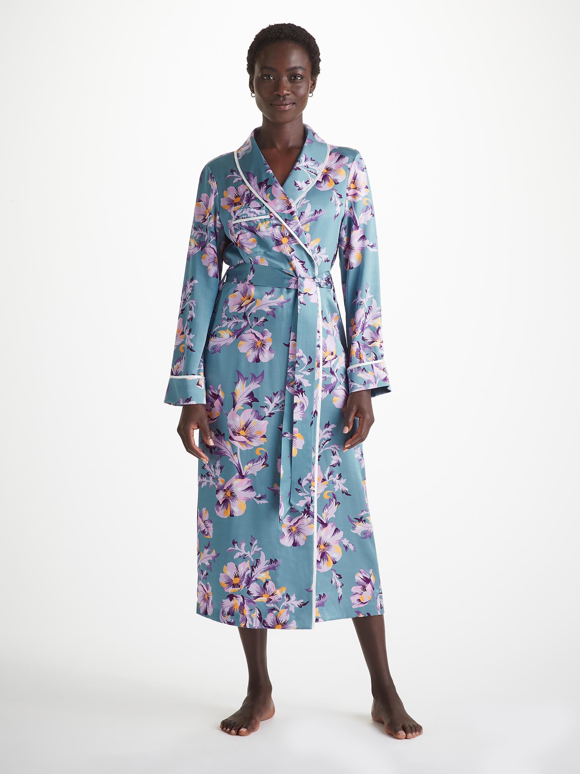 luxury cotton dressing gowns Decoflux Home Kimono Royal Cotton Dressing Gown
