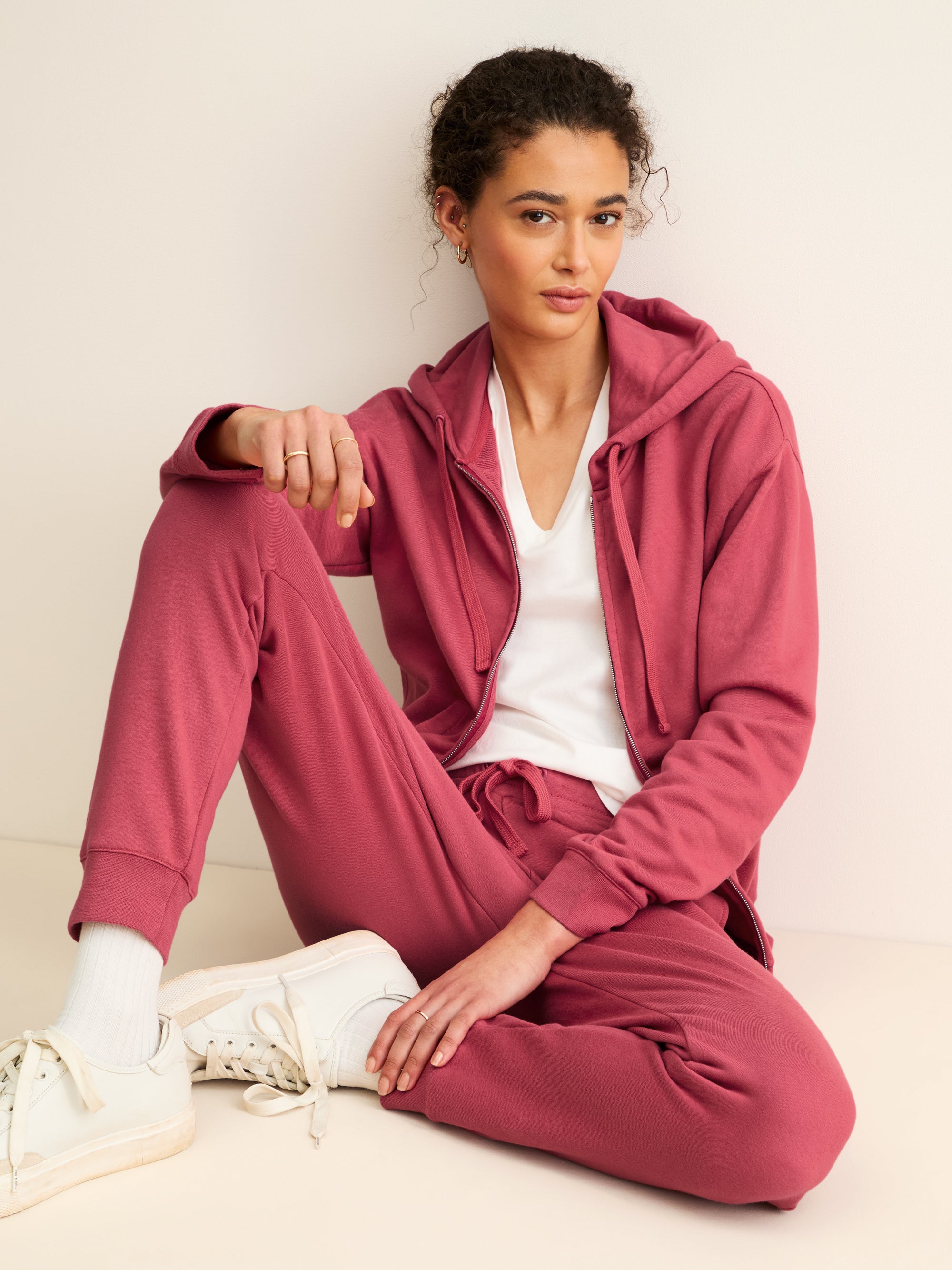 Women's Cuffed Sweatpants Quinn Cotton Modal Garnet Red