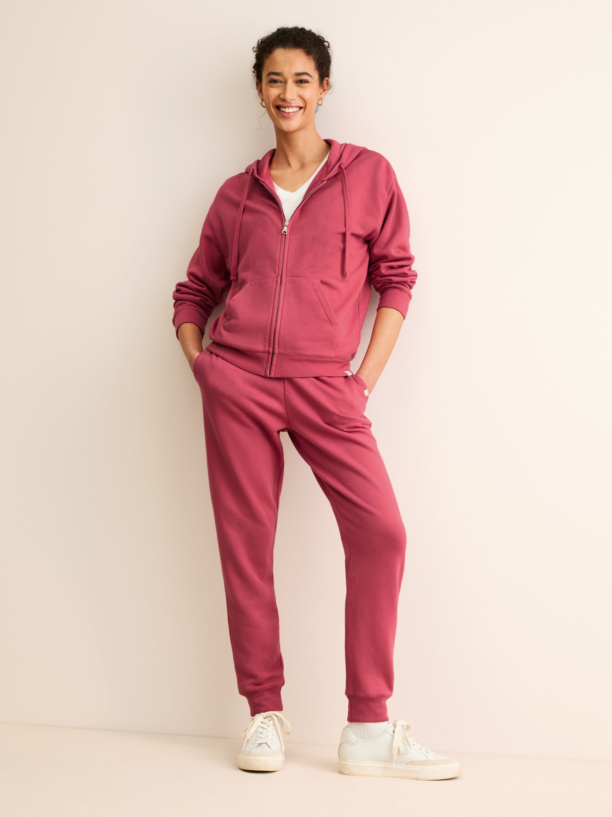 Women's Cuffed Sweatpants Quinn Cotton Modal Garnet Red
