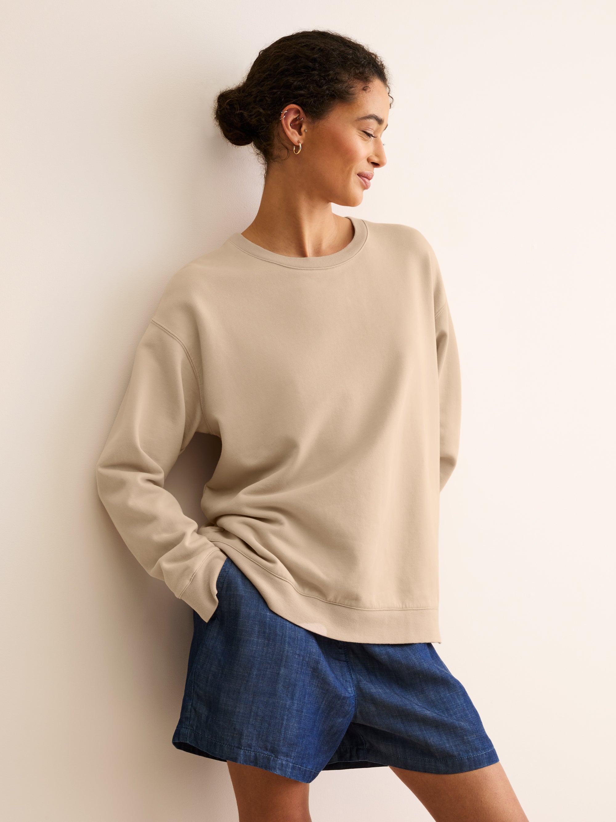 Women's Sweatshirt Quinn Cotton Modal Beige Pink