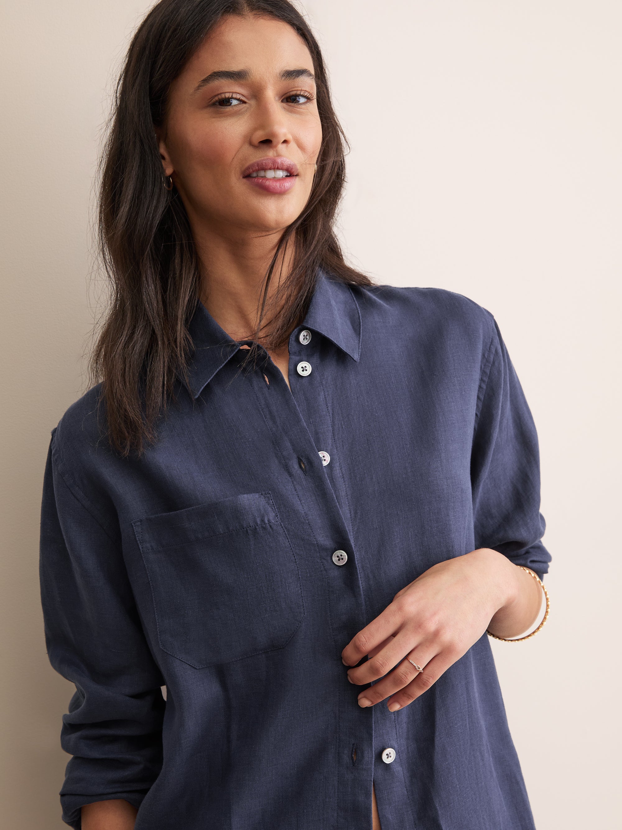 Women's Shirt Sicily Linen Navy