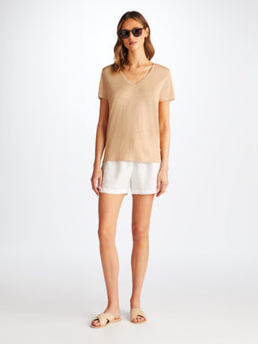 Women's V-Neck T-Shirt Jordan Linen Sand